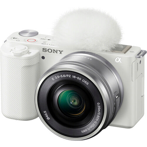 Sony ZV-E10 Mirrorless Camera with 16-50mm White With Sony GP-VPT2BT Wireless Shooting Grip White