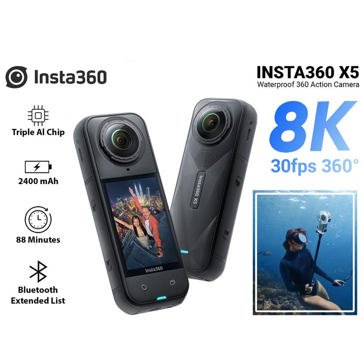Insta360 X5 with Cooling Screen Protector