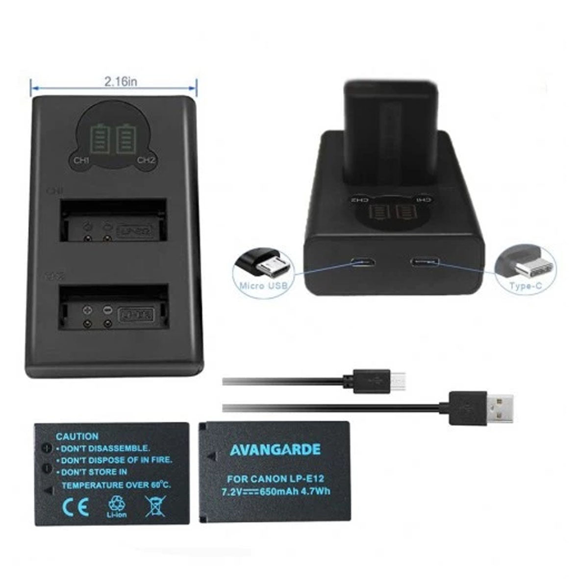 Avangarde Charger Kit LP-E12 Battery and DL-LPE12 Charger
