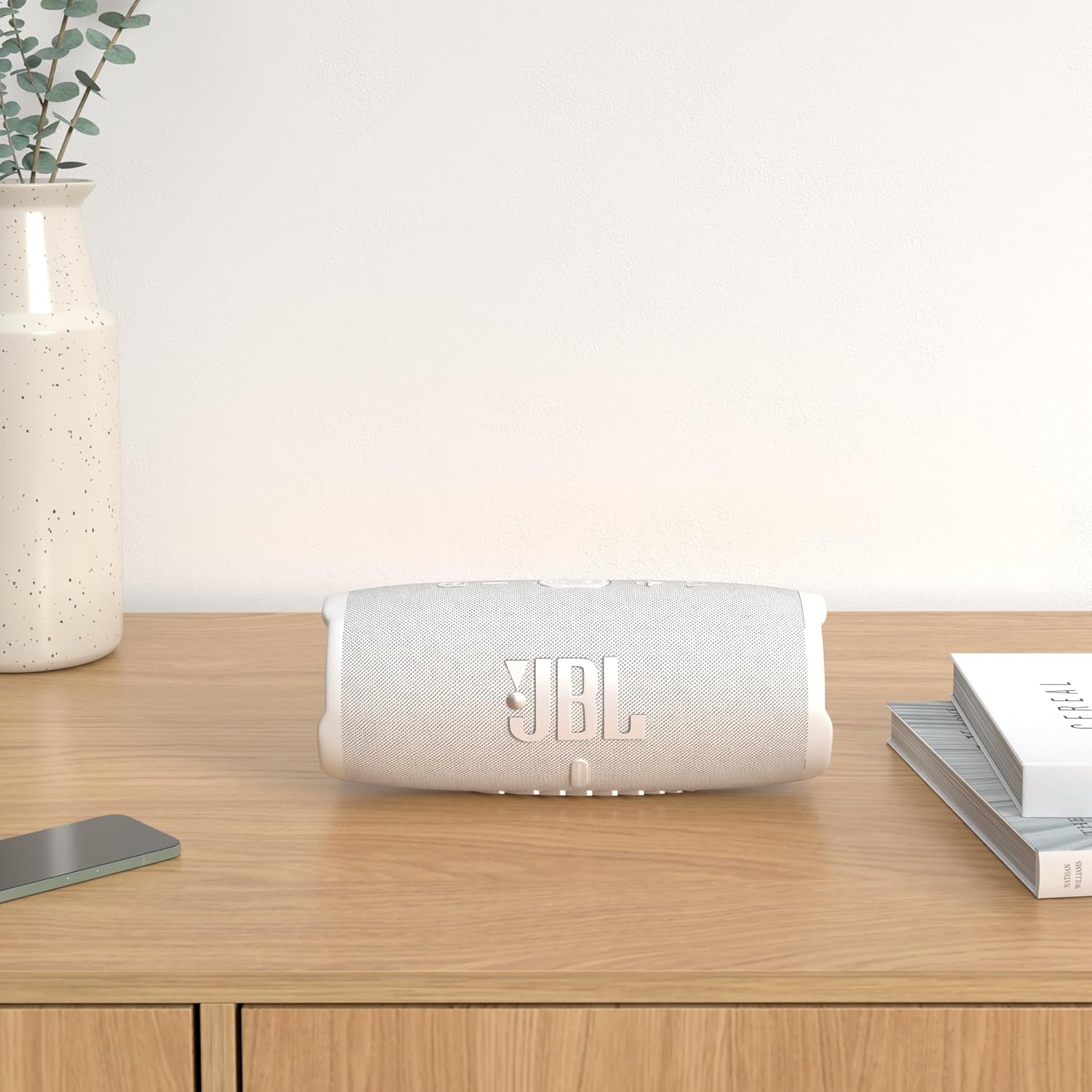 JBL Charge 5 Portable Bluetooth Speaker (White )