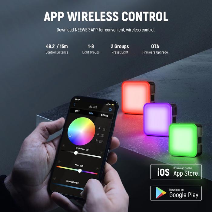 Neewer RGB62 App Control Magnetic RGB Video Light RGB 62