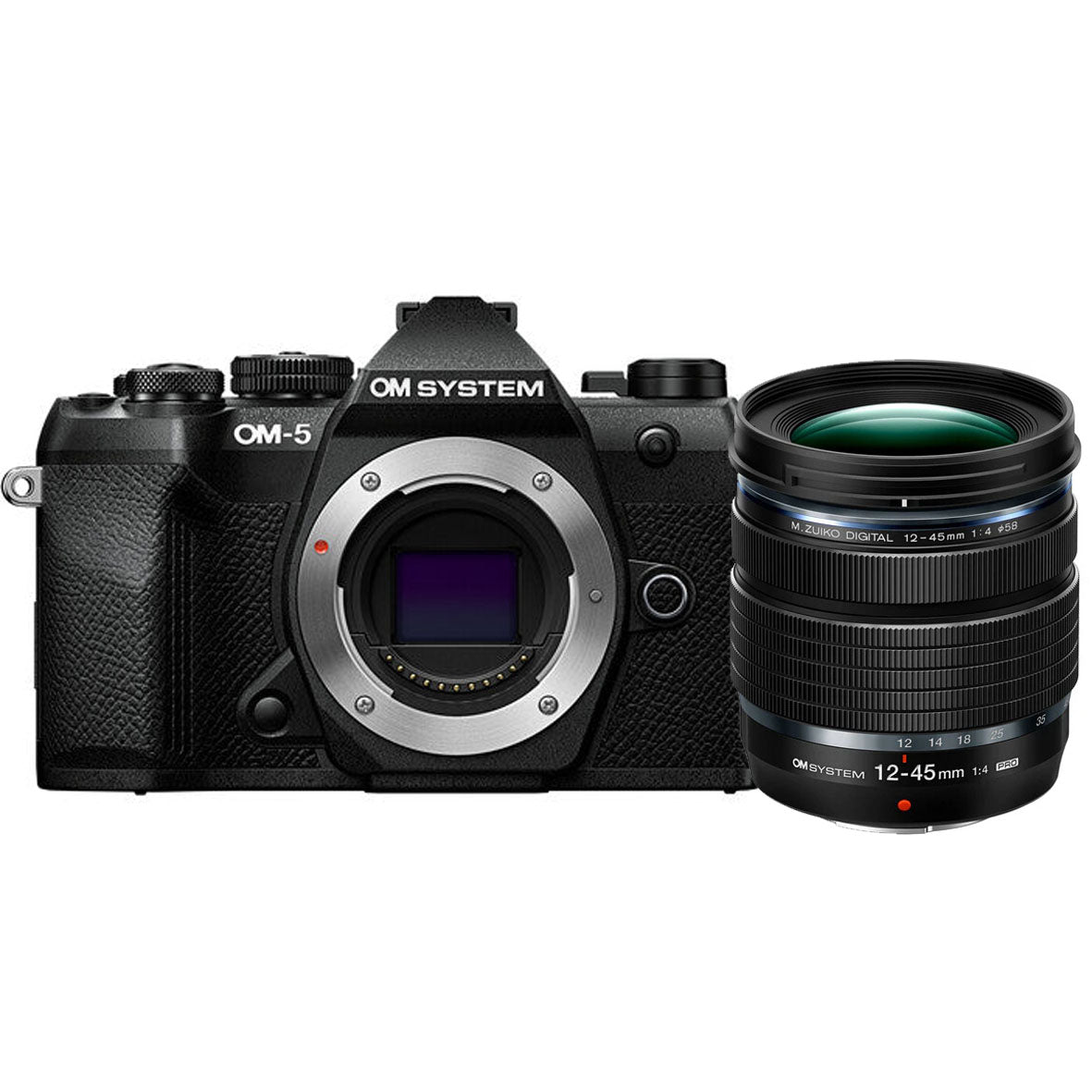 OM SYSTEM OM-5 Mark ii Mirrorless Camera Body Only (Black) + OM SYSTEM M.ZUIKO DIGITAL ED 12-45mm F4.0 PRO Lens