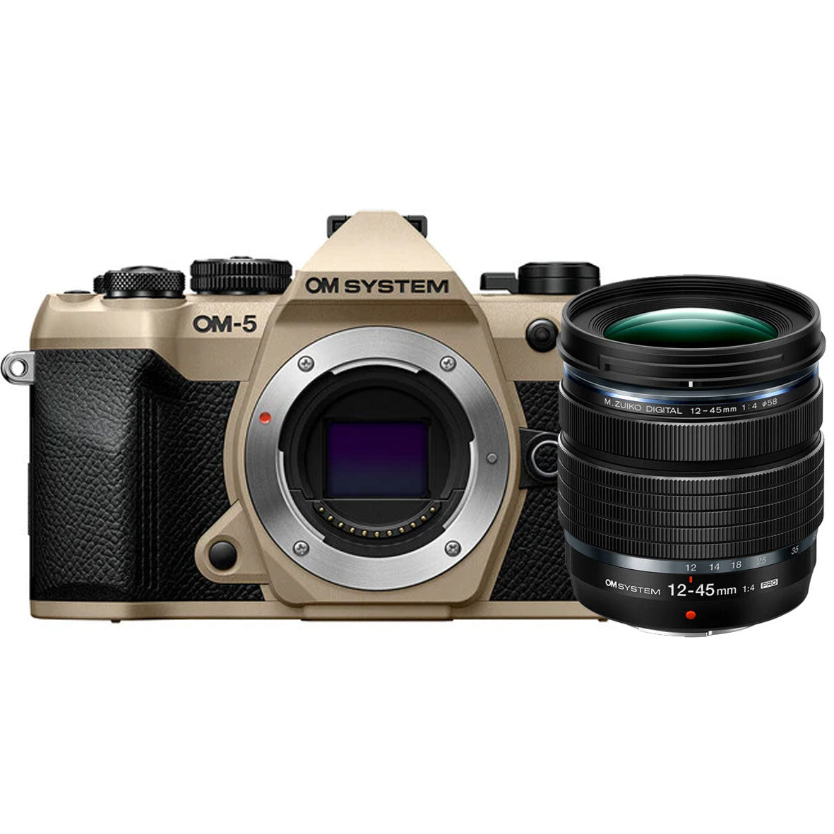 OM SYSTEM OM-5 Mark ii Mirrorless Camera Body Only (Sand Beige) + OM SYSTEM M.ZUIKO DIGITAL ED 12-45mm F4.0 PRO Lens