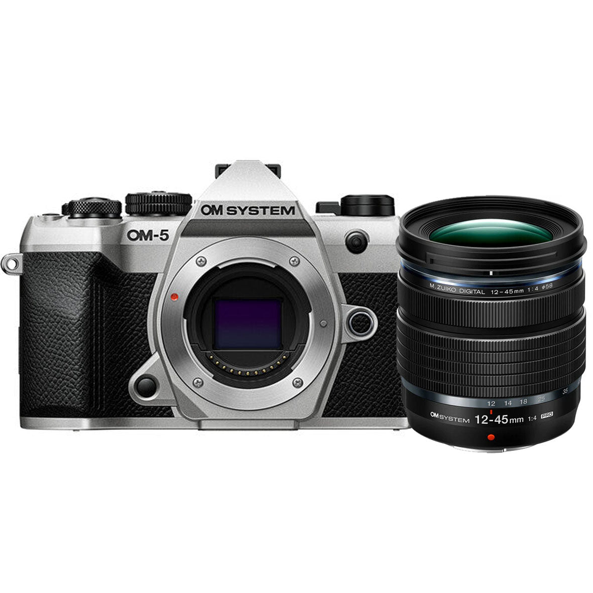 OM SYSTEM OM-5 Mark ii Mirrorless Camera Body Only (Silver) + OM SYSTEM M.ZUIKO DIGITAL ED 12-45mm F4.0 PRO Lens