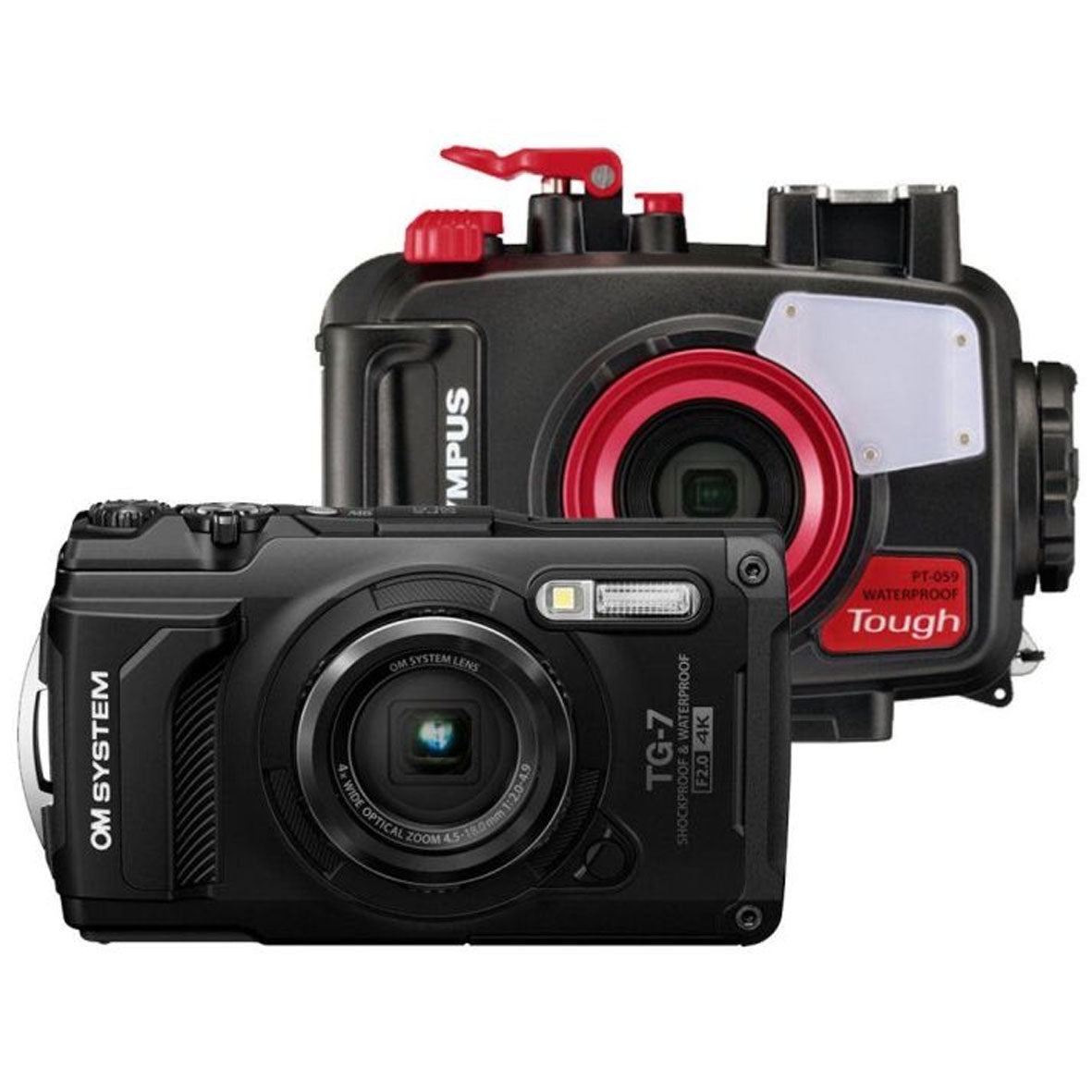 OM SYSTEM Tough TG-7 Digital Camera (Black) + OM SYSTEM OM SYSTEM PT-059 Underwater Housing for OM SYSTEM TG-7