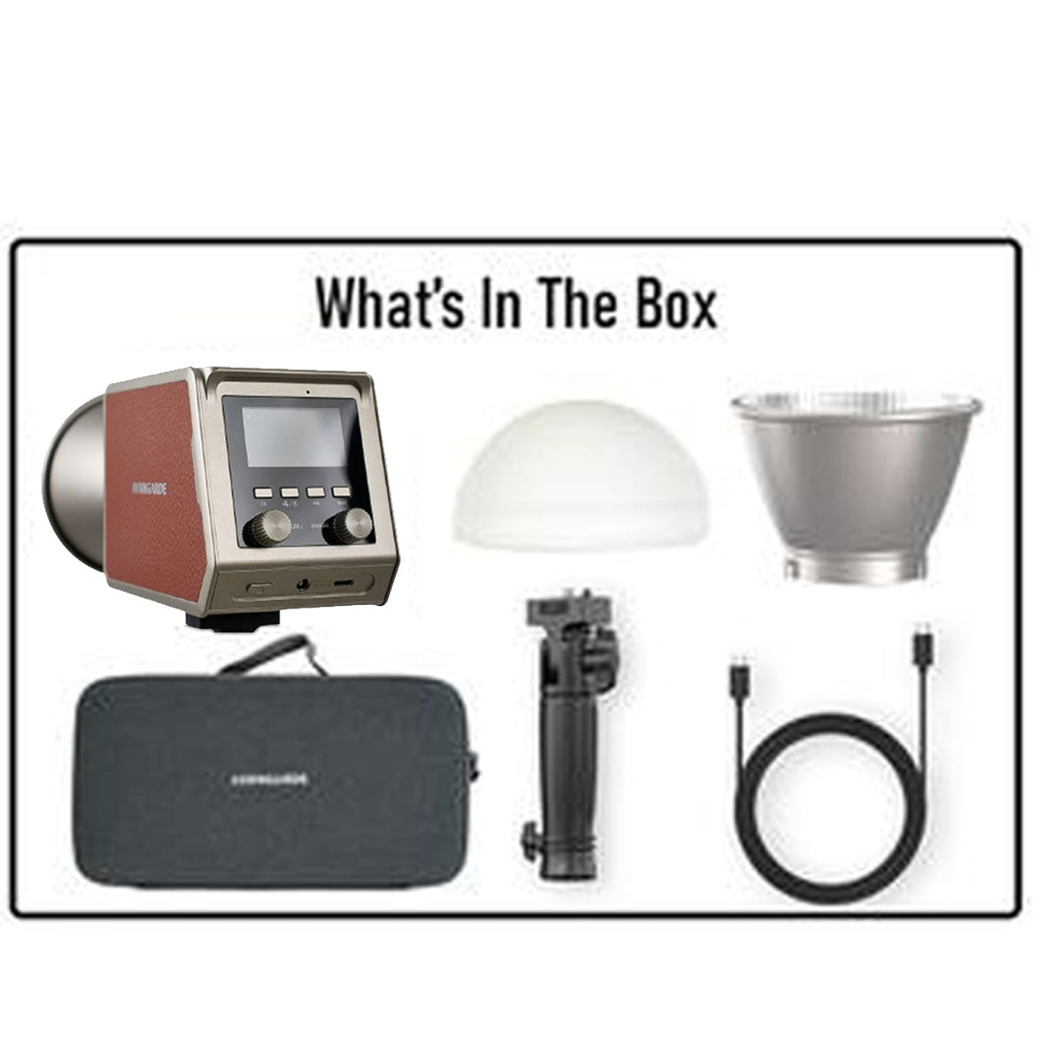 Avangarde AV-PL100 RGB Portable LED Light Kit II (Light Head, Reflector, Type C Charging Cable, Handle Grip, Silicon Diffuser, and Hard Case)