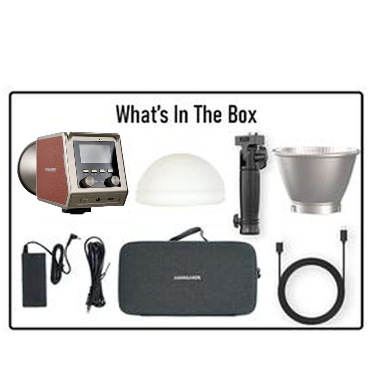 Avangarde AV-PL100 RGB Portable LED Light Kit III (Light Head, Reflector, Type C Charging Cable, Handle Grip, Silicon Diffuser, and Hard Case) + Power Adapter 19V