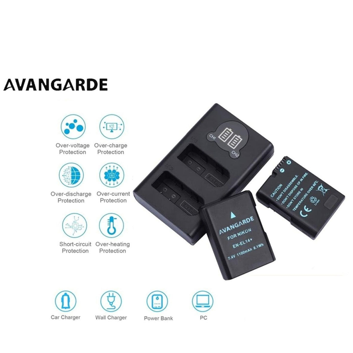 Avangarde Charger Kit EN-EL14 Battery and DL-ENEL14 Charger