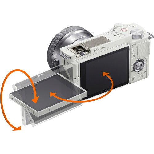 Sony ZV-E10 Mirrorless Camera with E PZ 16-50mm f3.5-5.6 OSS II Lens (White)