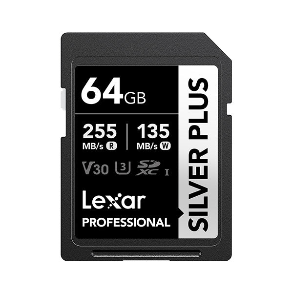 Lexar 64GB Professional Silver Plus SDXC UHS-I R: 255MB/s W: 135MB/s