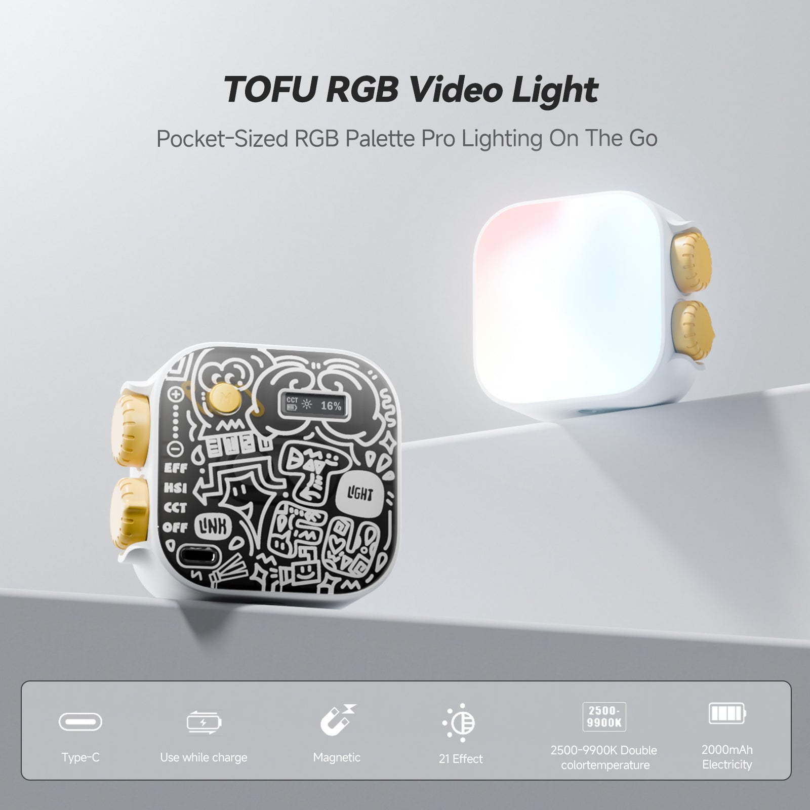 Photoolex White Tofu 6W RGB Pocket Light