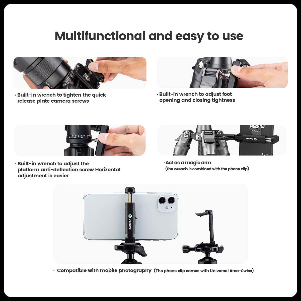 Fotopro Sherpa Max Carbon Fiber Tripod + 62Q Ballhead Grey