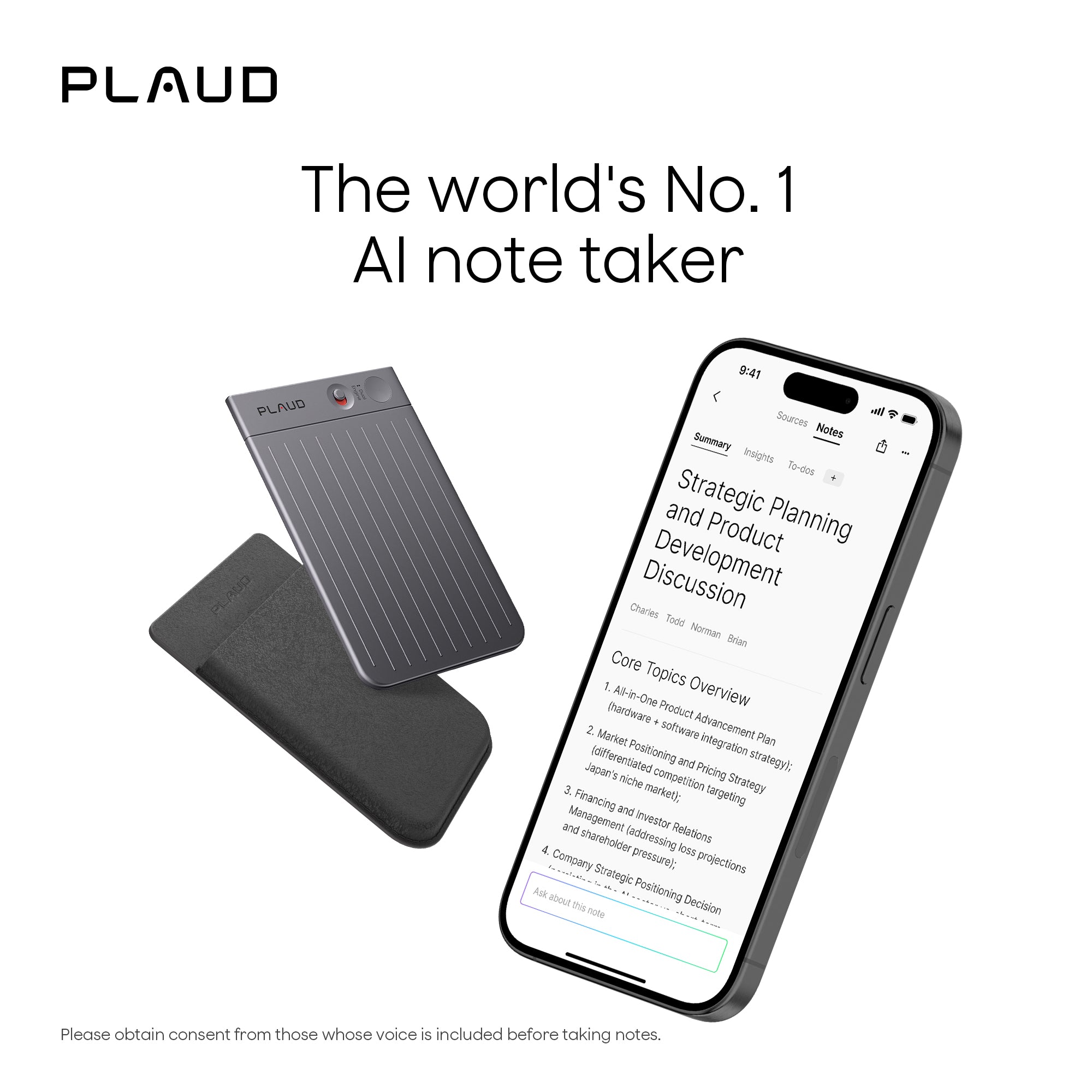 Plaud Note Black | AI Voice Recorder