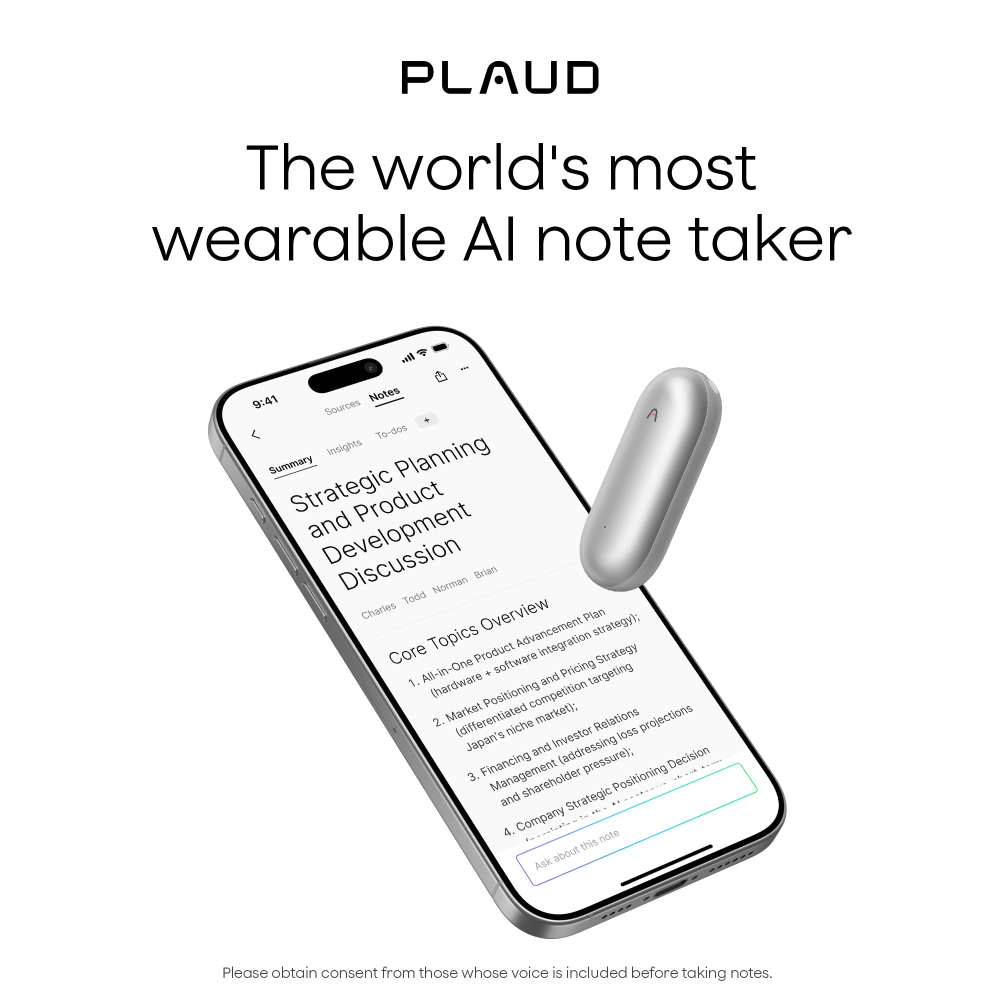 PLAUD NotePin Limited Edition Lunar Silver