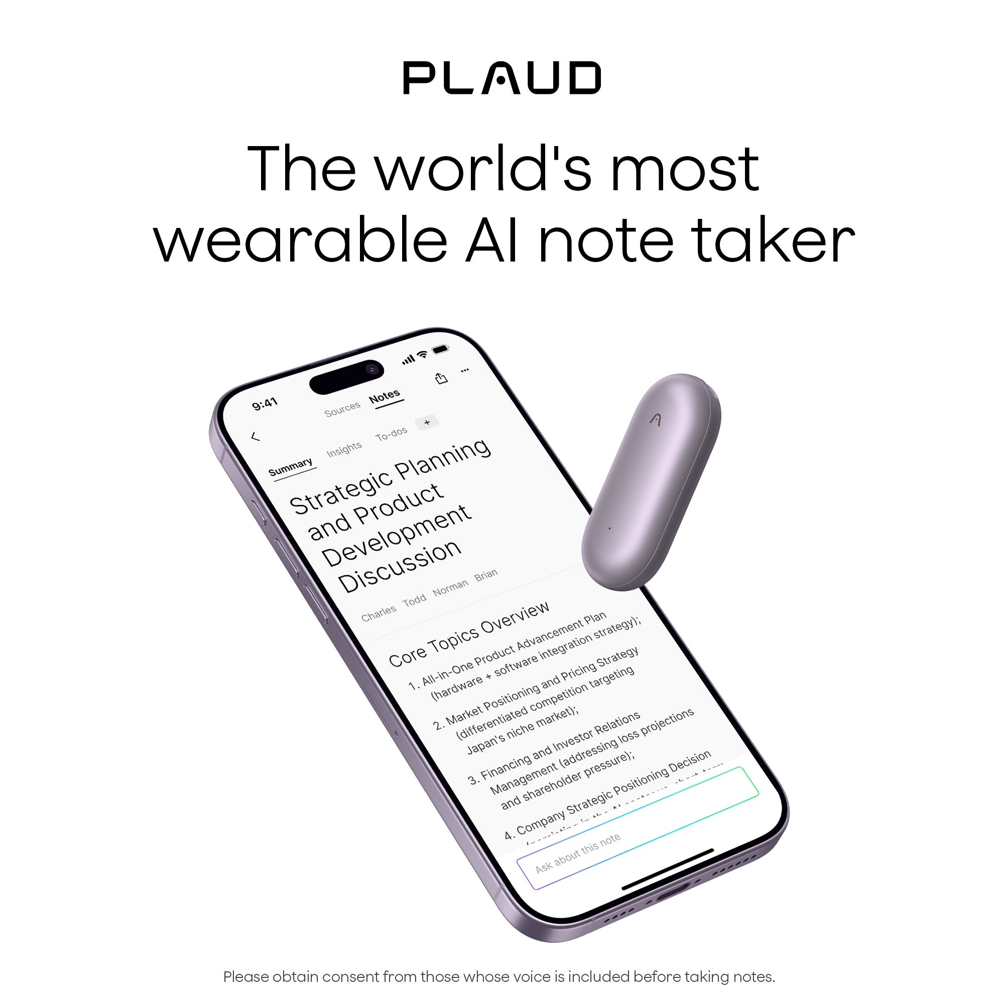 PLAUD NotePin Limited Edition Sunset Purple