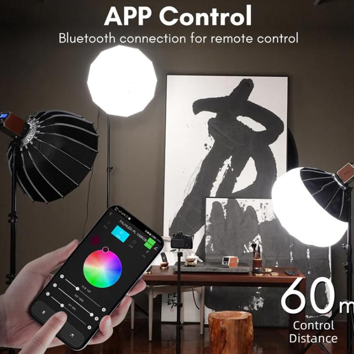 Avangarde AV-PL100 RGB Portable LED Light Kit III (Light Head, Reflector, Type C Charging Cable, Handle Grip, Silicon Diffuser, and Hard Case) + Power Adapter 19V