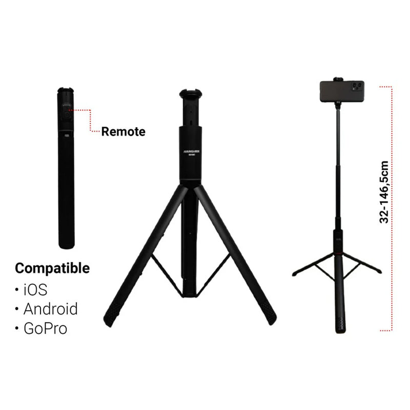 Avangarde Travel Phone Tripod Kit for Smartphone & Action Cam AV-SS180 Black