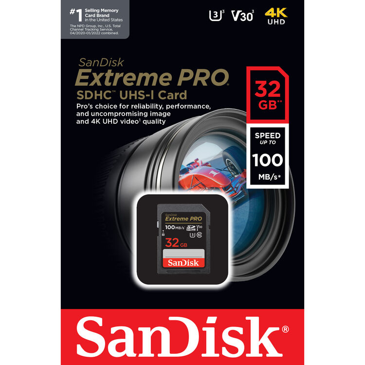 SanDisk Extreme Pro SDHC UHS-I Card 32GB R100MB/s W90MB/s