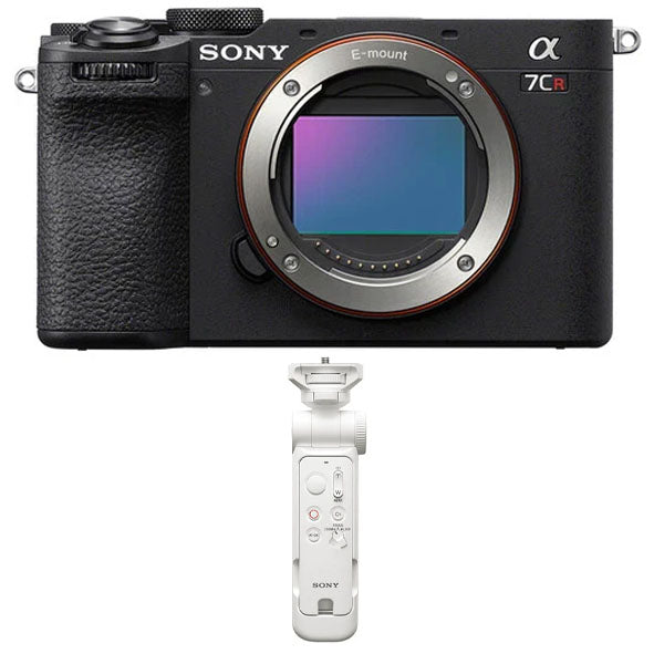 Sony a7CR Mirrorless Camera (Black) with Sony GP-VPT3 Wireless Shooting Grip with Detachable Remote (White)