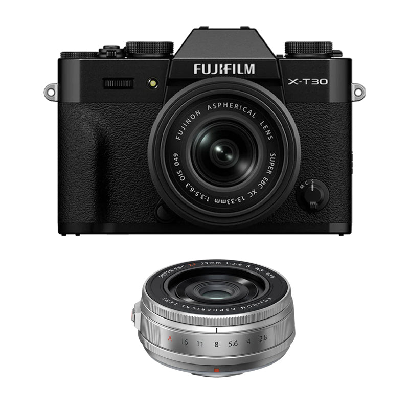 Fujifilm X-T30 III Mirrorless Camera with 13-33mm f/3.5-6.3 Lens with Fujifilm XF 23mm f/2.8 R WR Lens (Silver)