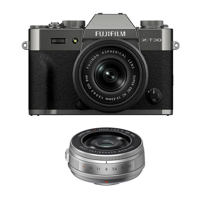Fujifilm X-T30 III Mirrorless Camera with 13-33mm f/3.5-6.3 Lens with Fujifilm XF 23mm f/2.8 R WR Lens (Silver)