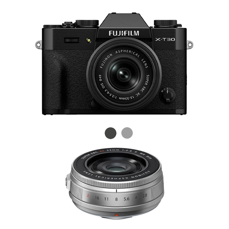 Fujifilm X-T30 III Mirrorless Camera with 13-33mm f/3.5-6.3 Lens with Fujifilm XF 23mm f/2.8 R WR Lens (Silver)