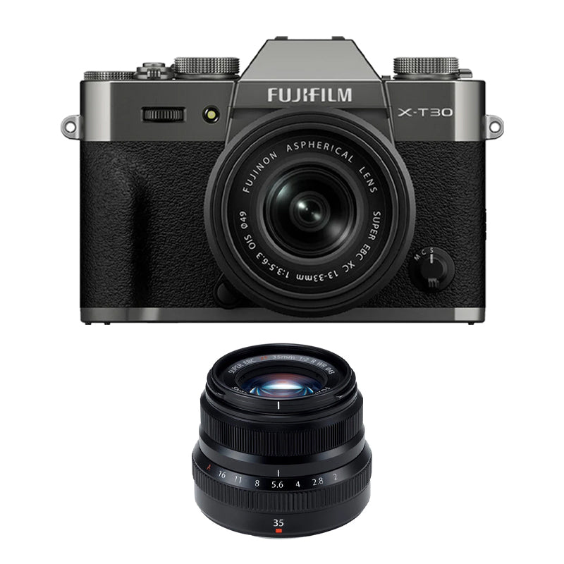 Fujifilm X-T30 III Mirrorless Camera with 13-33mm f/3.5-6.3 Lens with Fujifilm XF 35mm f2 R WR Lens (Black)