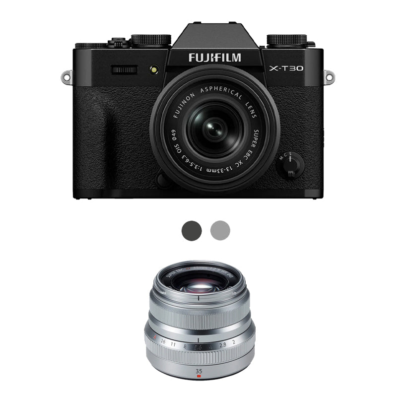 Fujifilm X-T30 III Mirrorless Camera with 13-33mm f/3.5-6.3 Lens with Fujifilm XF 35mm f2 R WR Lens (Silver)
