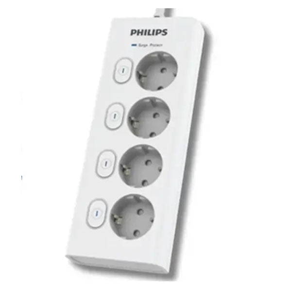 Philips Power Strip 4 Socket 2M CHP6740WA – Surge Protection 450J, 4000W
