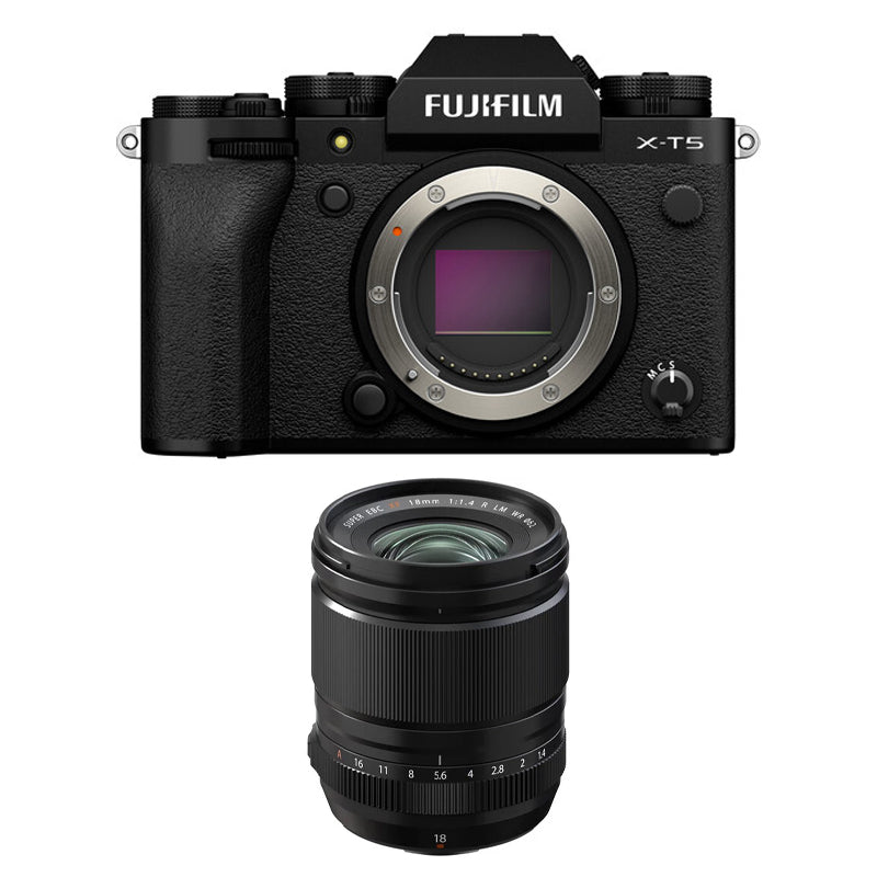 Fujifilm X-T5 Mirrorless Camera Body Only (Black) with Fujifilm XF 18mm f1.4 R LM WR Lens