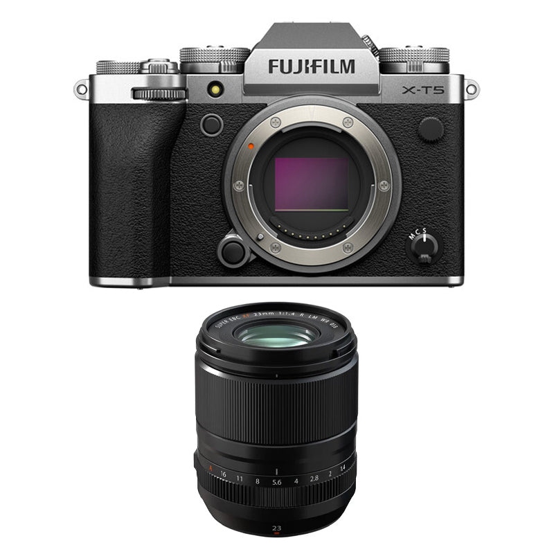 Fujifilm X-T5 Mirrorless Camera Body Only (Silver) with Fujifilm XF 23mm f1.4 R LM WR Lens