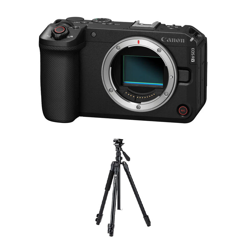 Canon EOS R6 V Mirrorless Camera (Body Only) with Fotopro Tripod PD-5+ + MH-2A Video Black