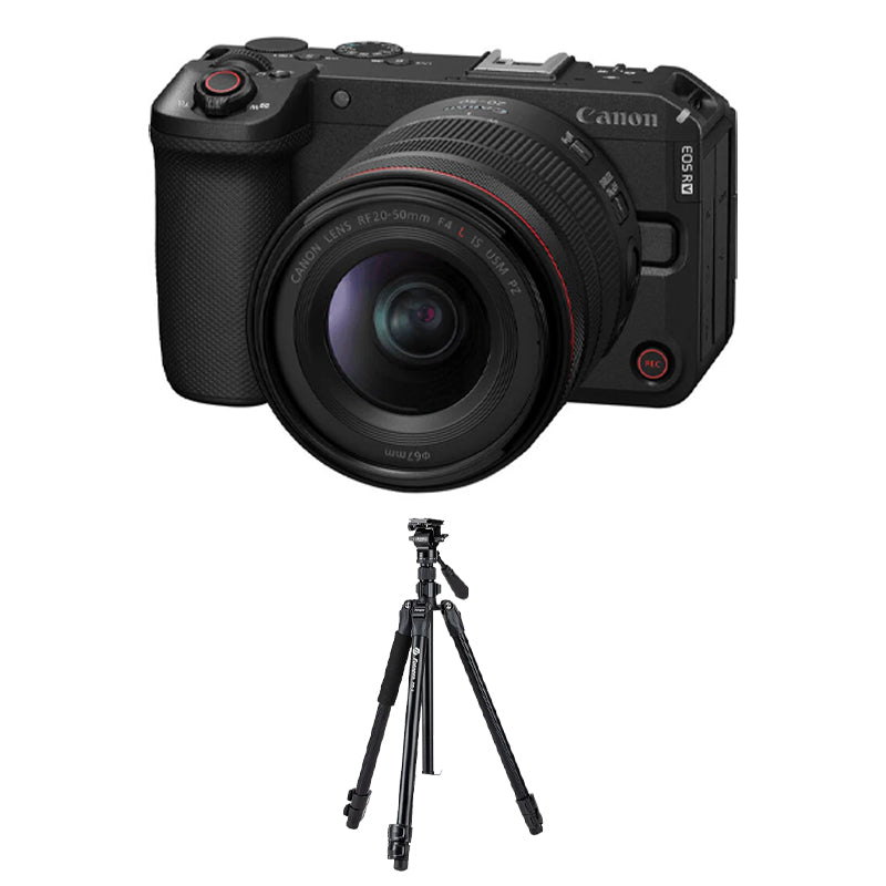 Canon EOS R6 V Mirrorless Camera with 20-50mm f/4 Lens with Fotopro Tripod PD-5+ + MH-2A Video Black