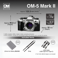 OM SYSTEM OM-5 Mark ii Mirrorless Camera with 14-150mm F4.0-5.6 II Lens kit (Silver)