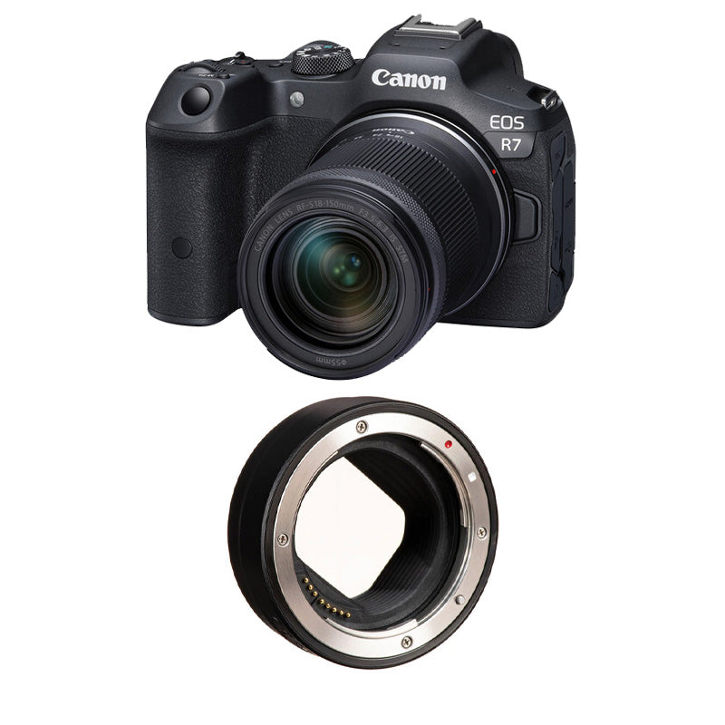 Canon EOS R7 Mirrorless Camera with 18-150mm Lens with Canon Mount Adapter EF-EOS R
