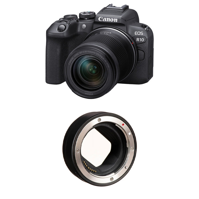 Canon EOS R10 Mirrorless Camera with 18-150mm Lens with Canon Mount Adapter EF-EOS R