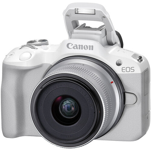 Canon EOS R50 Mirrorless Camera with 18-45mm Lens White with Canon Tripod HG-100TBR