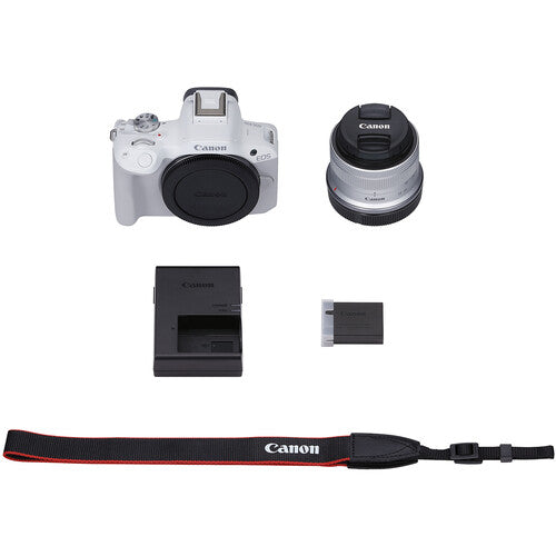 Canon EOS R50 Mirrorless Camera with 18-45mm Lens White with Canon Tripod HG-100TBR