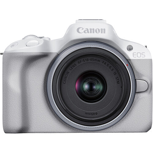 Canon EOS R50 Mirrorless Camera with 18-45mm Lens White with Canon Tripod HG-100TBR