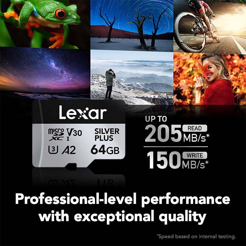 Lexar 64GB Professional SDXC SILVER PLUS UHS-I Memory Card 205MB/s