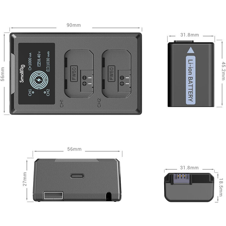 SmallRig NP-FW50 Camera Battery and Charger Kit 3818