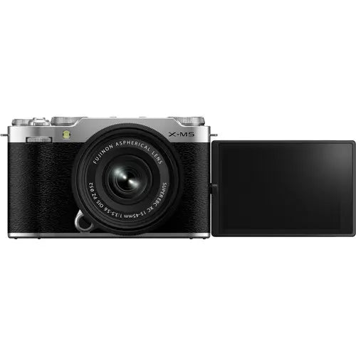 Fujifilm X-M5 Mirrorless Camera with XC 15-45mm f3.5-5.6 Lens Silver with PGYTECH Leather Camera CaseFor FUJIFILM X-M5 Clay Brown) P-CB-544