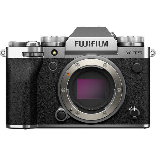 Fujifilm X-T5 Mirrorless Camera Body Only (Silver) with PGYTECH Leather Camera Case for FUJIFILM X-T5 Clay Brown P-CB-553
