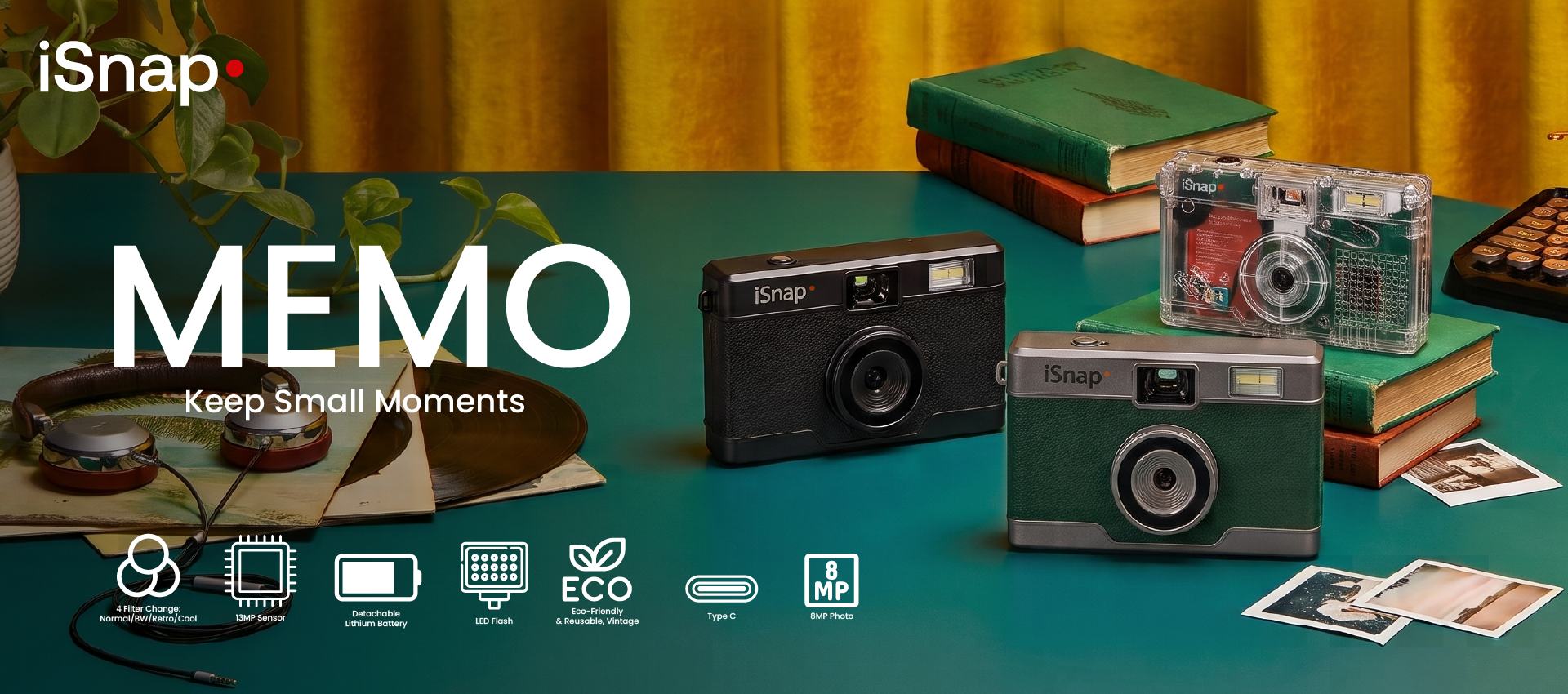 iSnap MEMO Screenless Digital Camera - Black