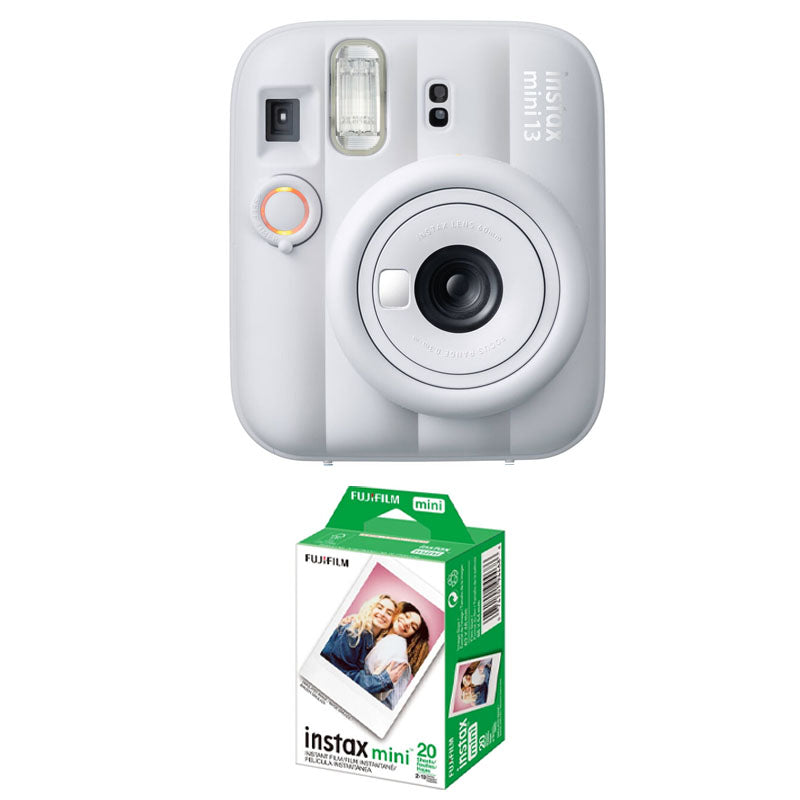 Fujifilm Instax Mini 13 Instant Film Camera (Clay White) with Paper Mini Twin Package