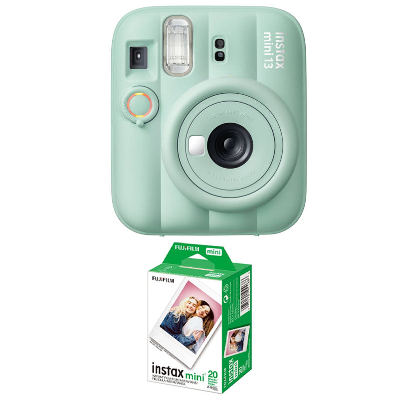 Fujifilm Instax Mini 13 Instant Film Camera (Lagoon Green) with Paper Mini Twin Package