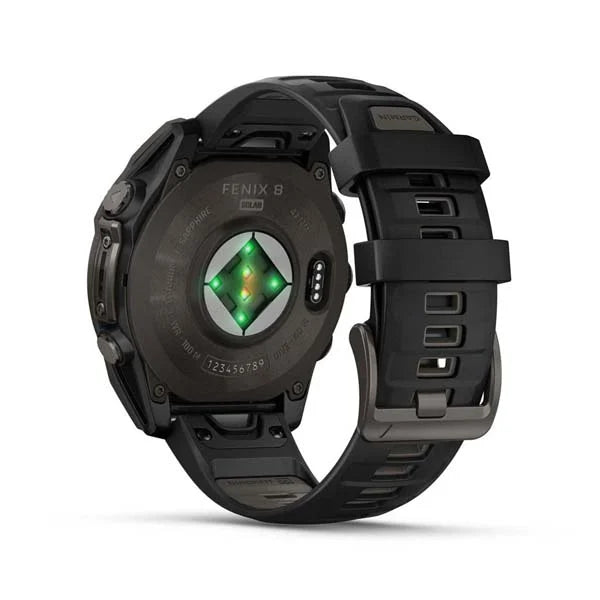 Garmin Fenix 8 47mm, Sapphire, Carbon Gray DLC Titanium with Black/Pebble Gray Silicone Band