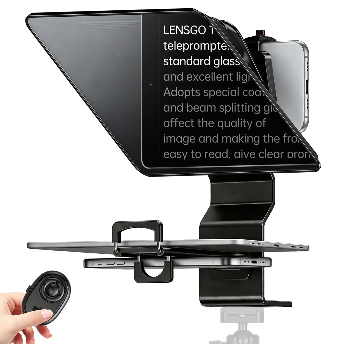 LENSGO TC12P 12.9" Teleprompter with Remote Control for Smartphone/Tablets