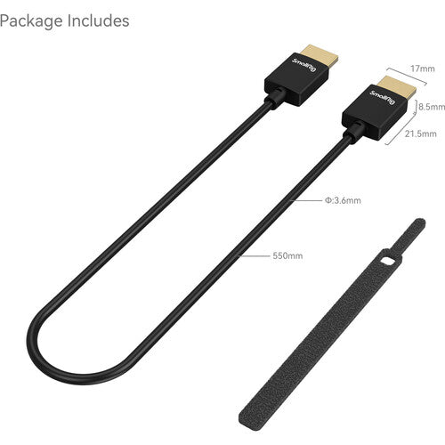 SmallRig Ultra-Slim 4K HDMI Data Cable (A to A) (55cm) 2957B