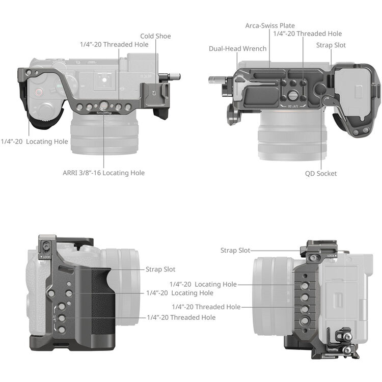Smallrig HawkLock Quick Release Cage Kit with Silicone Handle for Sony Alpha 7C II / 7CR 5198